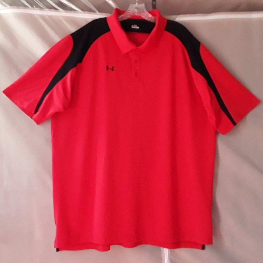 Under Armour Men's 3XL XXXL Polo Red Black Embroidered Short Sleeves R.E.D.